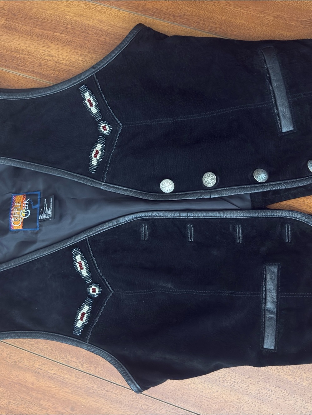 Cripple Creek Black Suede Beaded Vest